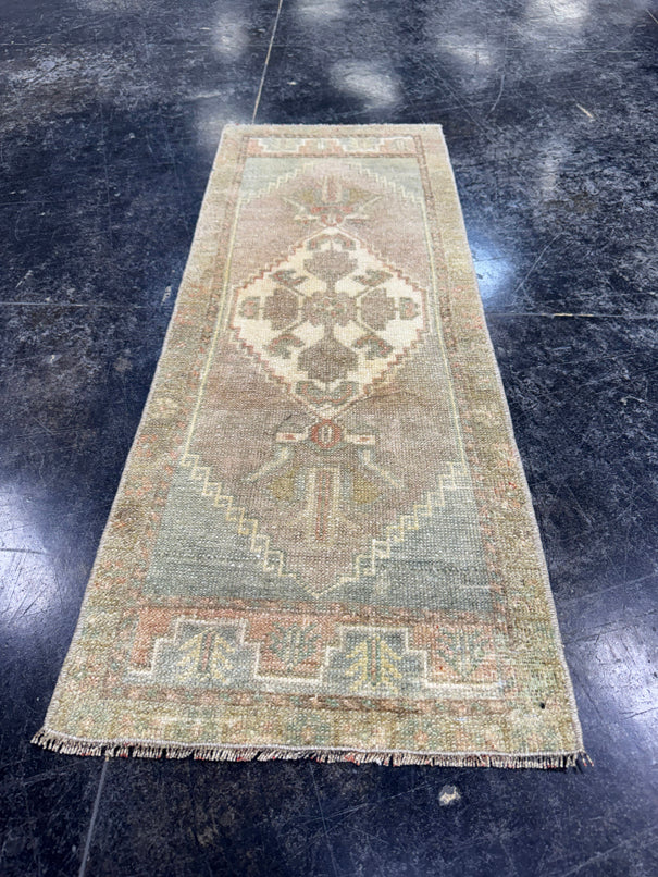 Turkish Mini Rug Oriental Hand Knotted Vintage Rug  1'4'' x  3'5'' #12099