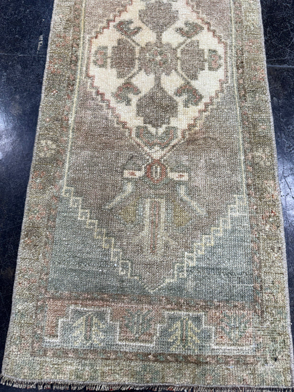 Turkish Mini Rug Oriental Hand Knotted Vintage Rug  1'4'' x  3'5'' #12099