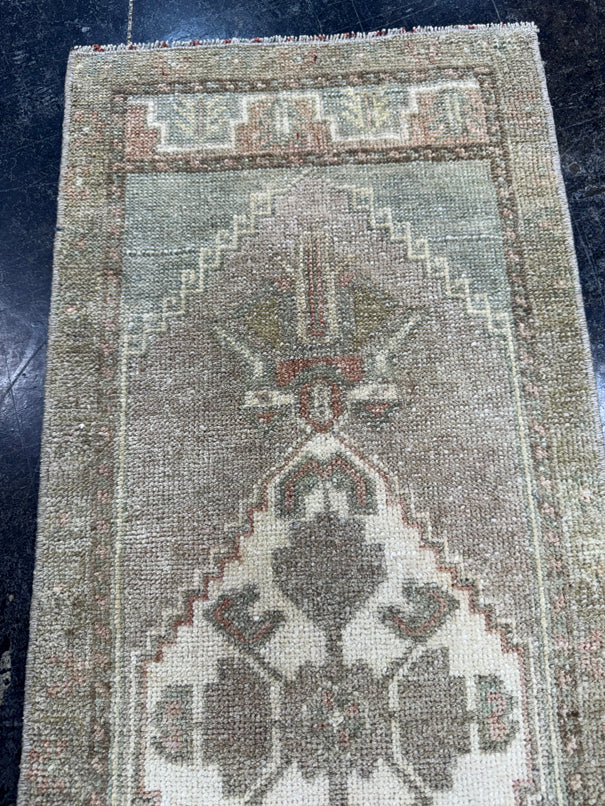Turkish Mini Rug Oriental Hand Knotted Vintage Rug  1'4'' x  3'5'' #12099