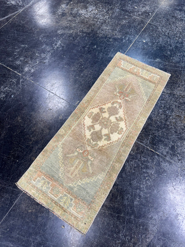 Turkish Mini Rug Oriental Hand Knotted Vintage Rug  1'4'' x  3'5'' #12099