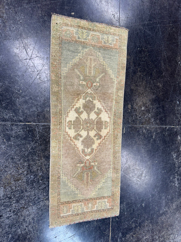 Turkish Mini Rug Oriental Hand Knotted Vintage Rug  1'4'' x  3'5'' #12099