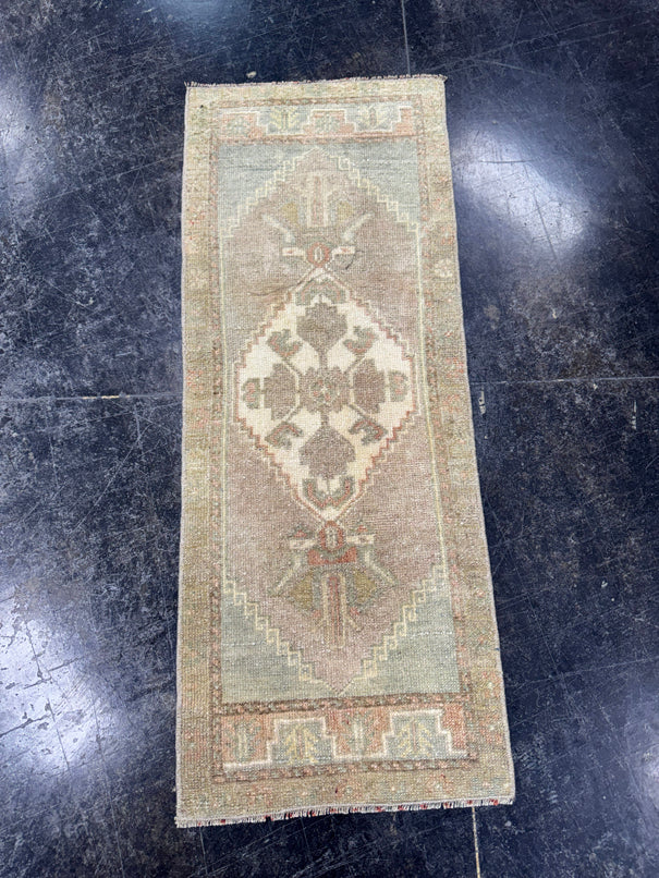 Turkish Mini Rug Oriental Hand Knotted Vintage Rug  1'4'' x  3'5'' #12099