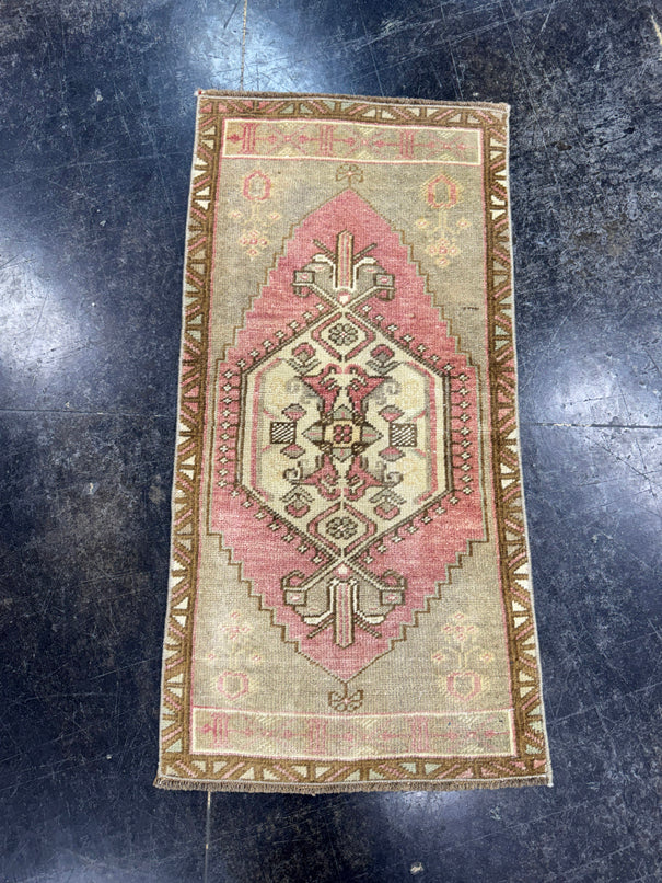 Turkish Mini Rug Oriental Hand Knotted Vintage Rug  1'6'' x  3'1'' #12098