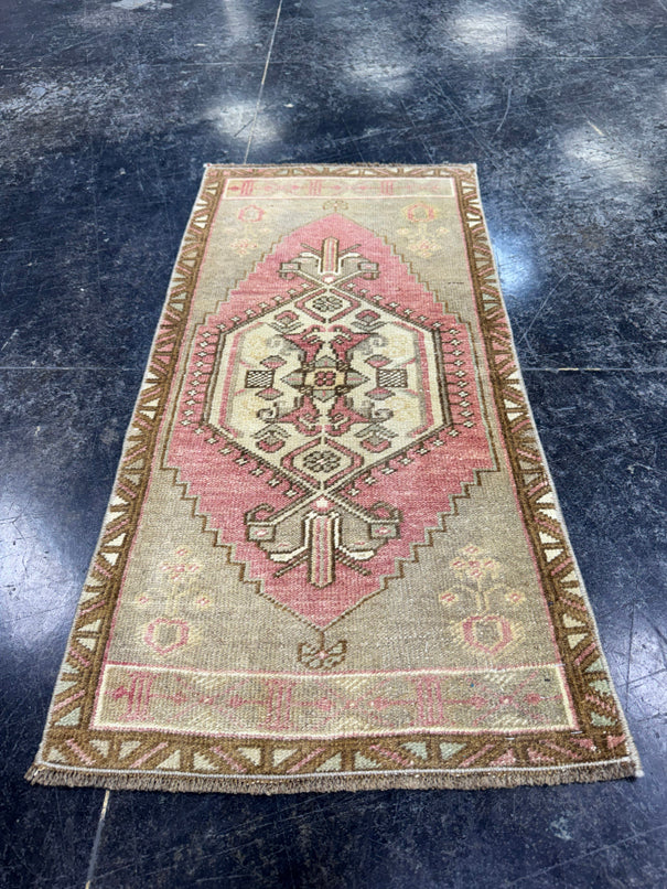 Turkish Mini Rug Oriental Hand Knotted Vintage Rug  1'6'' x  3'1'' #12098