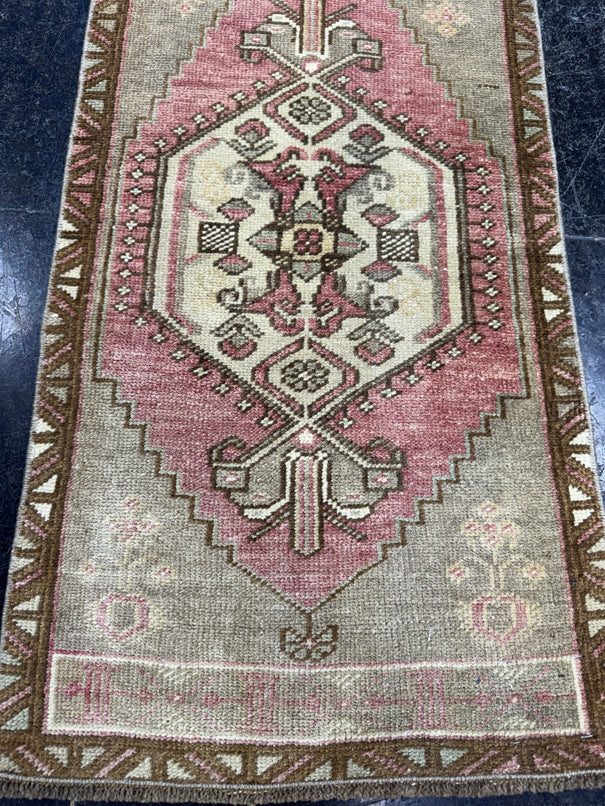 Turkish Mini Rug Oriental Hand Knotted Vintage Rug  1'6'' x  3'1'' #12098