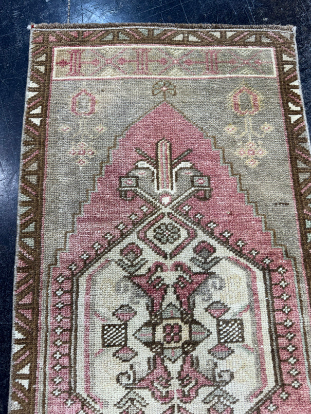 Turkish Mini Rug Oriental Hand Knotted Vintage Rug  1'6'' x  3'1'' #12098