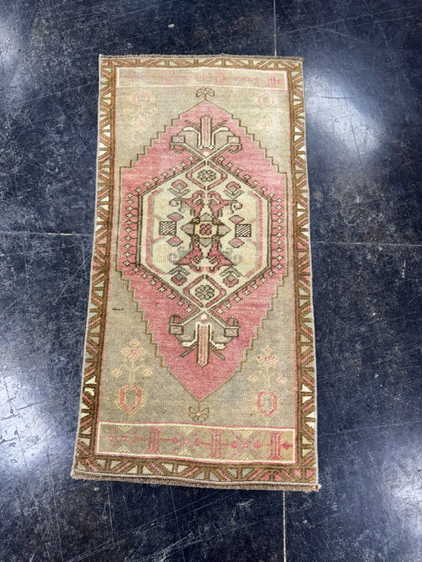 Turkish Mini Rug Oriental Hand Knotted Vintage Rug  1'6'' x  3'1'' #12098
