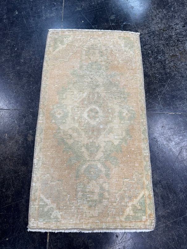 Turkish Mini Rug Oriental Hand Knotted Vintage Rug  1'4'' x  2'7'' #12097