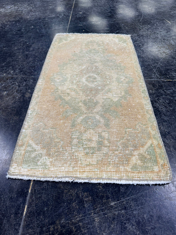 Turkish Mini Rug Oriental Hand Knotted Vintage Rug  1'4'' x  2'7'' #12097