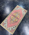 Turkish Mini Rug Oriental Hand Knotted Vintage Rug  1'7'' x  3'2'' #12096