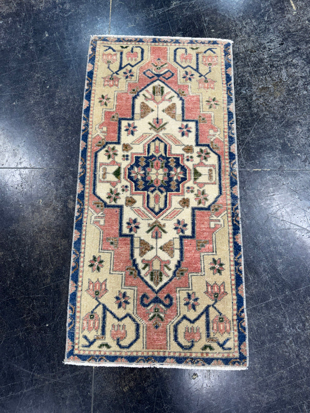 Turkish Mini Rug Oriental Hand Knotted Vintage Rug  1'7'' x  3'3'' #12095