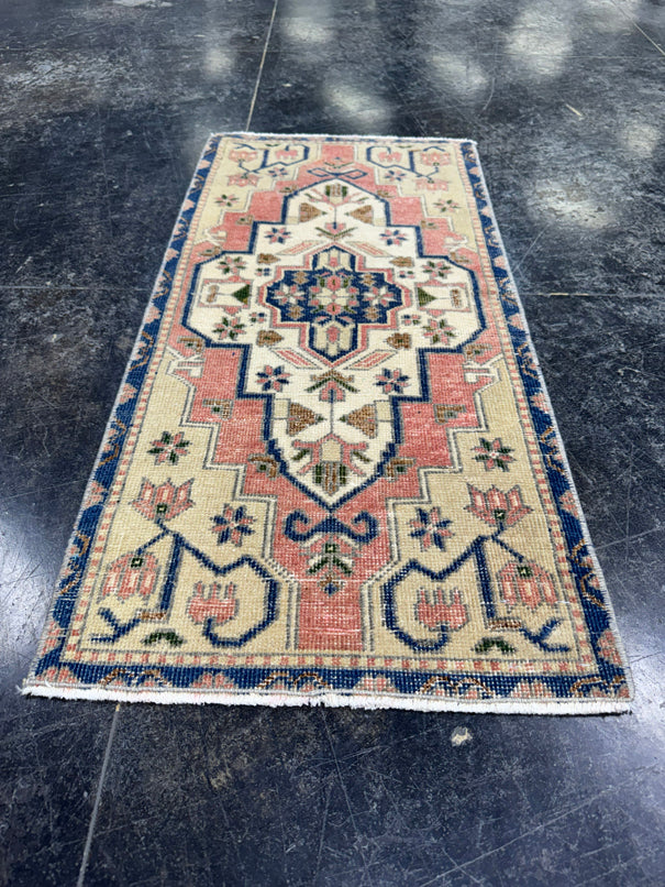 Turkish Mini Rug Oriental Hand Knotted Vintage Rug  1'7'' x  3'3'' #12095