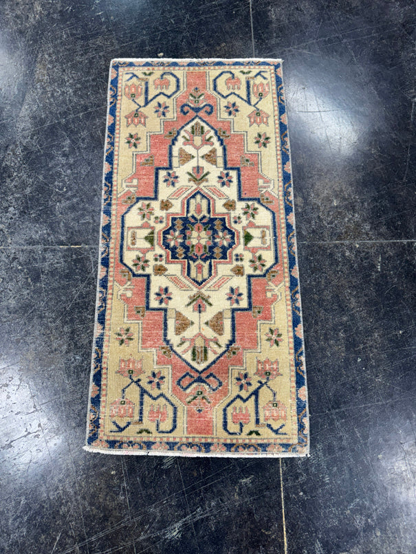 Turkish Mini Rug Oriental Hand Knotted Vintage Rug  1'7'' x  3'3'' #12095