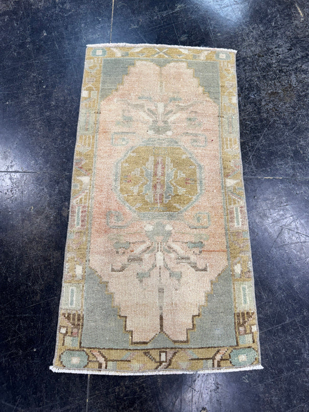 Turkish Mini Rug Oriental Hand Knotted Vintage Rug  1'6'' x  3' #12089