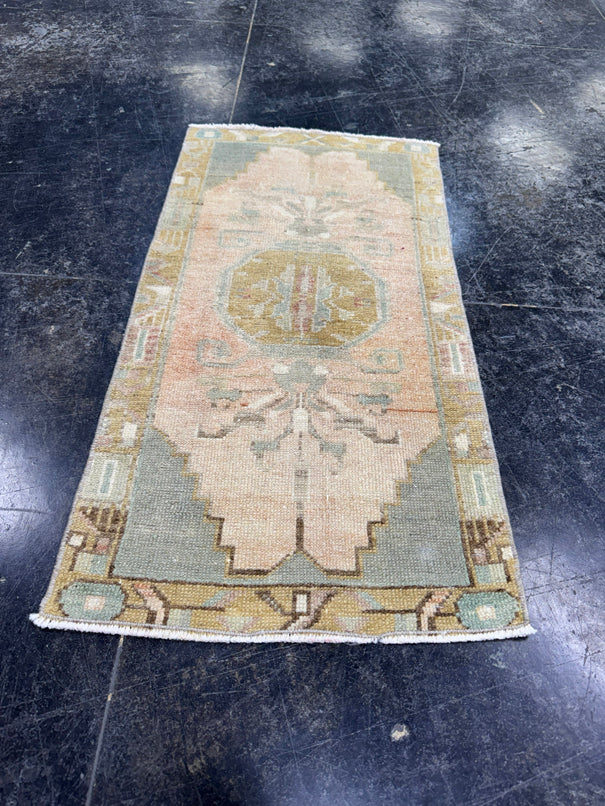 Turkish Mini Rug Oriental Hand Knotted Vintage Rug  1'6'' x  3' #12089