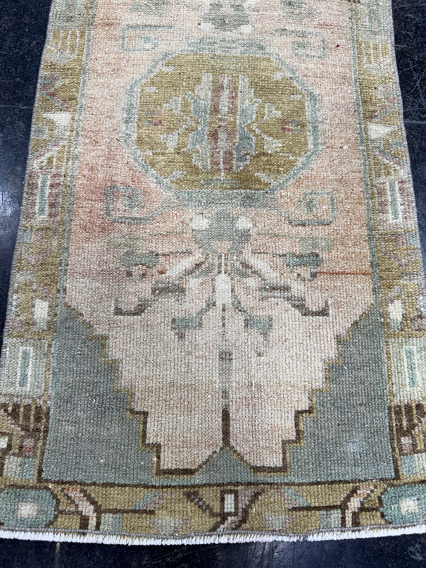 Turkish Mini Rug Oriental Hand Knotted Vintage Rug  1'6'' x  3' #12089