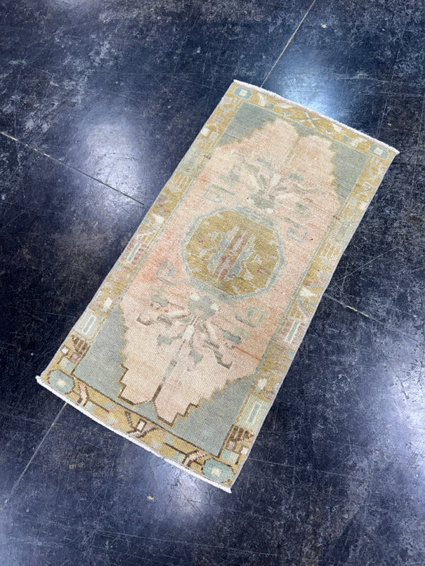 Turkish Mini Rug Oriental Hand Knotted Vintage Rug  1'6'' x  3' #12089