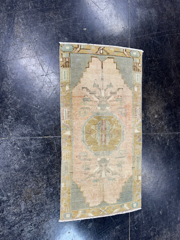 Turkish Mini Rug Oriental Hand Knotted Vintage Rug  1'6'' x  3' #12089