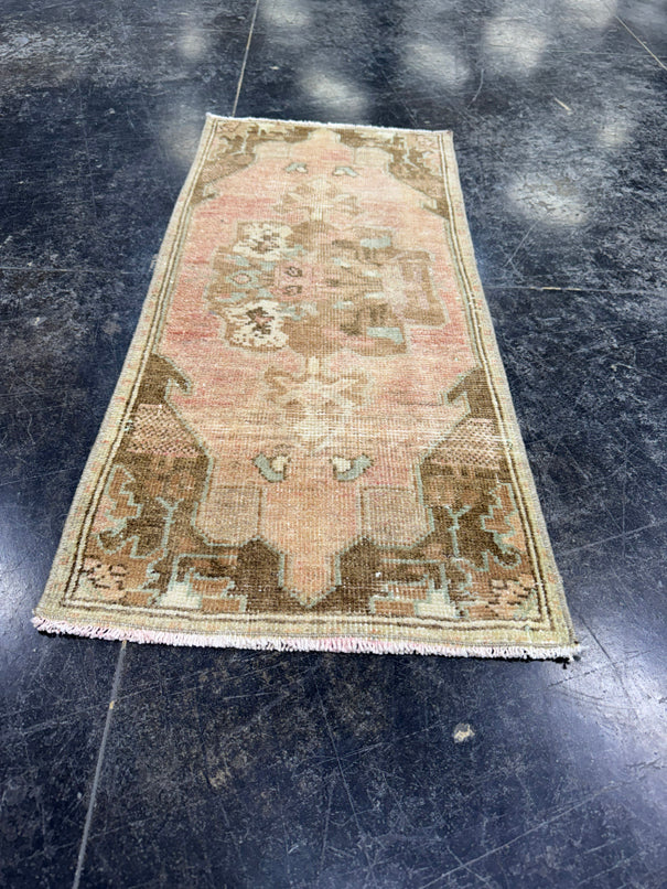 Turkish Mini Rug Oriental Hand Knotted Vintage Rug  1'5'' x  3' #12082