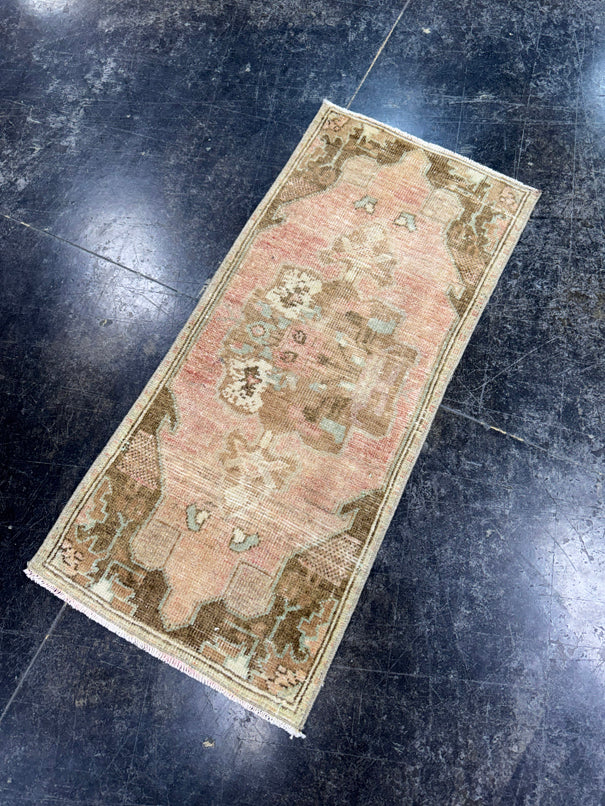 Turkish Mini Rug Oriental Hand Knotted Vintage Rug  1'5'' x  3' #12082