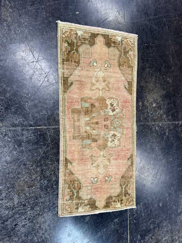 Turkish Mini Rug Oriental Hand Knotted Vintage Rug  1'5'' x  3' #12082