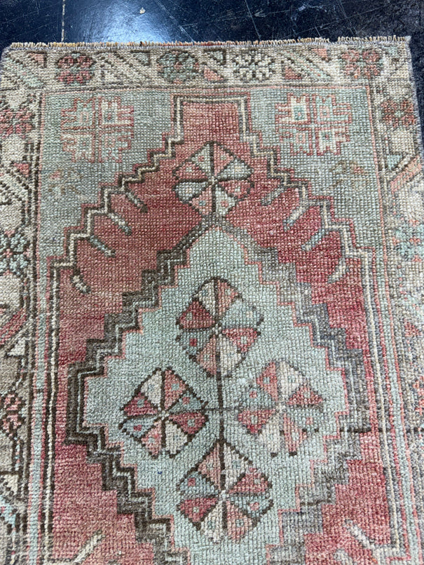 Turkish Mini Rug Oriental Hand Knotted Vintage Rug  1'7'' x  2'7'' #12088