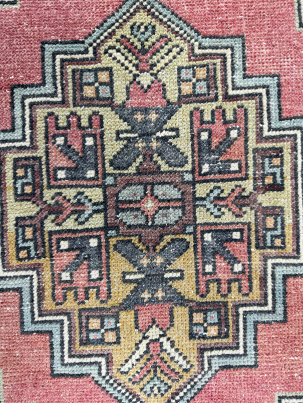 Turkish Mini Rug Oriental Hand Knotted Vintage Rug  1'7'' x  2'11'' #12085