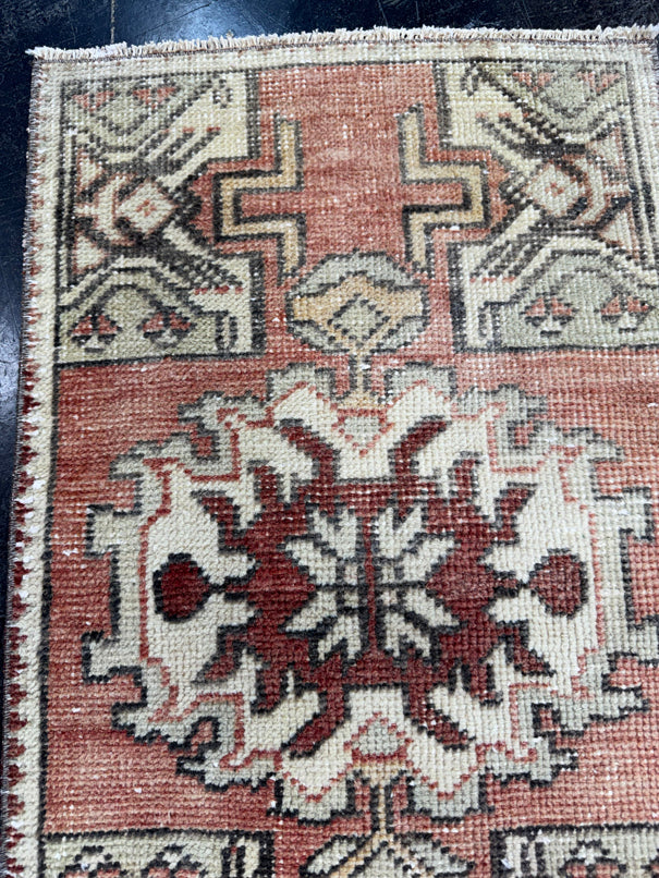 Turkish Mini Rug Oriental Hand Knotted Vintage Rug  1'7'' x  2'9'' #12094