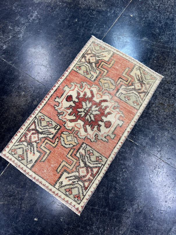Turkish Mini Rug Oriental Hand Knotted Vintage Rug  1'7'' x  2'9'' #12094