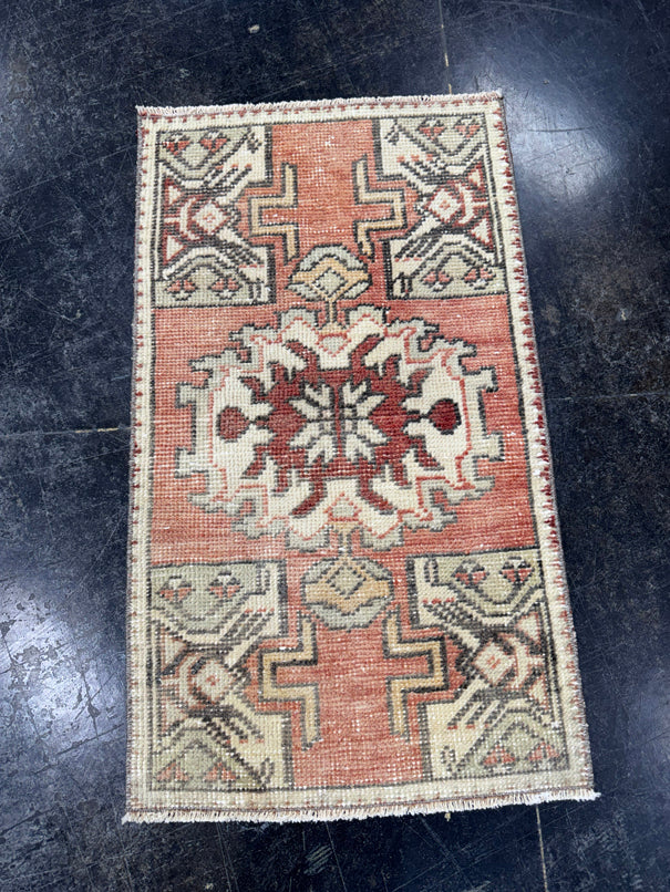 Turkish Mini Rug Oriental Hand Knotted Vintage Rug  1'7'' x  2'9'' #12094