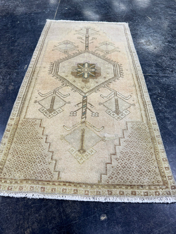 Turkish Mini Rug Oriental Hand Knotted Vintage Rug  1'8'' x  3'3'' #12093