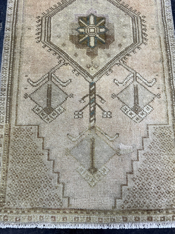 Turkish Mini Rug Oriental Hand Knotted Vintage Rug  1'8'' x  3'3'' #12093