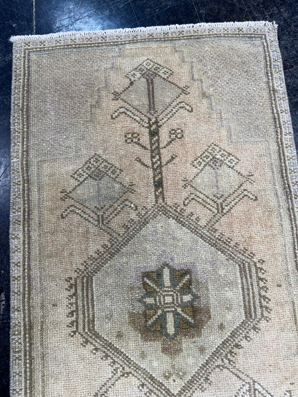 Turkish Mini Rug Oriental Hand Knotted Vintage Rug  1'8'' x  3'3'' #12093