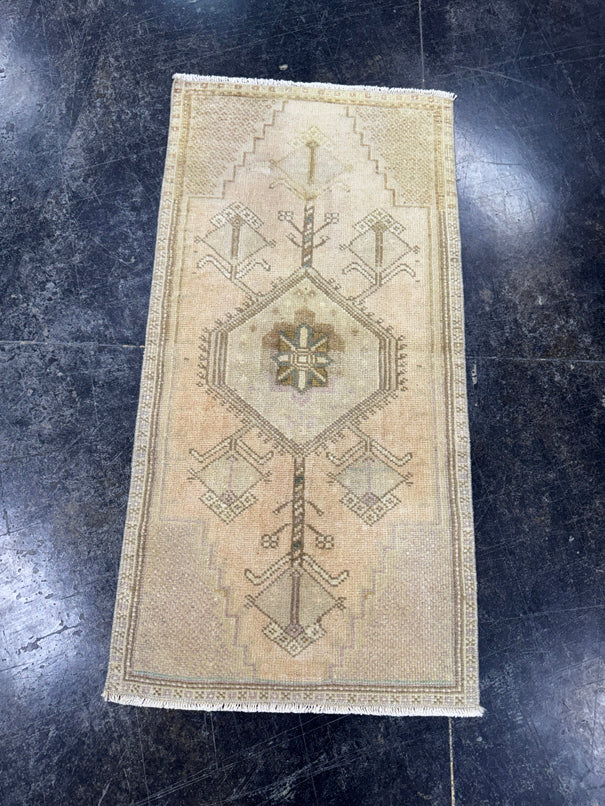 Turkish Mini Rug Oriental Hand Knotted Vintage Rug  1'8'' x  3'3'' #12093