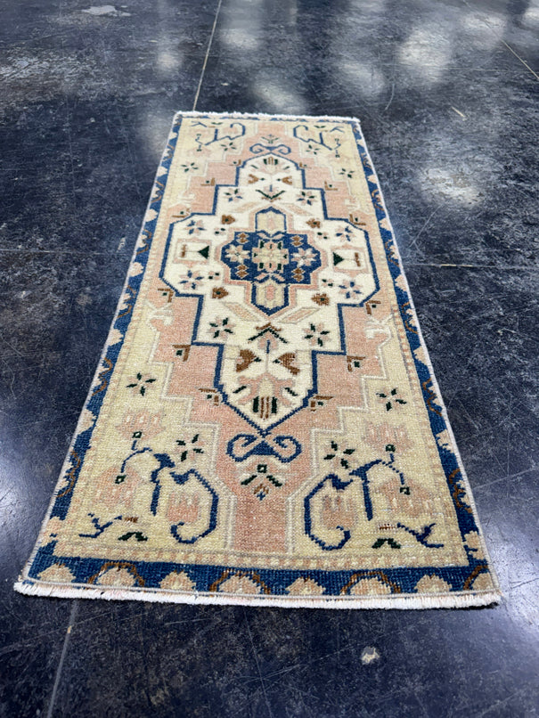 Turkish Mini Rug Oriental Hand Knotted Vintage Rug  1'4'' x  3'5'' #12090