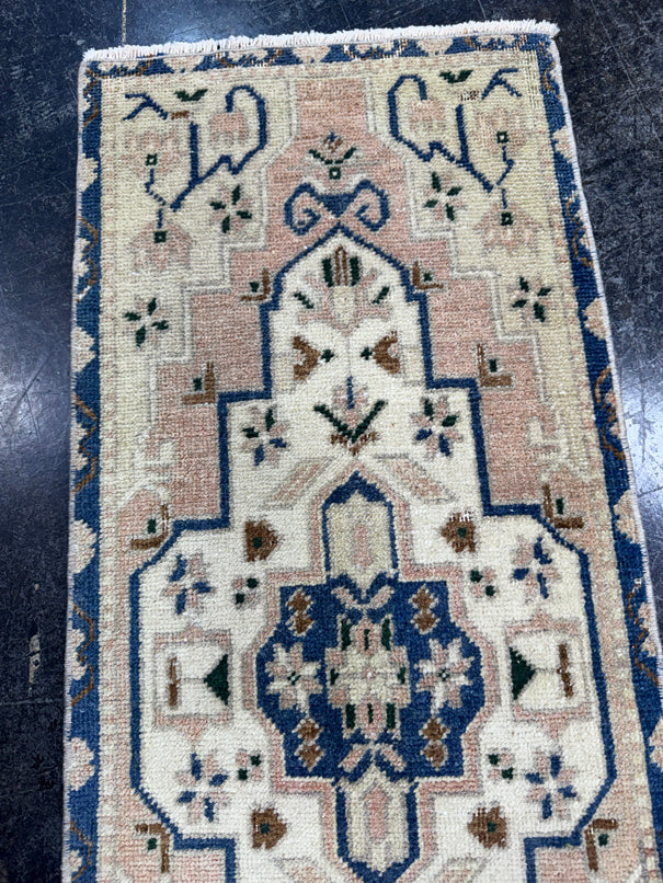 Turkish Mini Rug Oriental Hand Knotted Vintage Rug  1'4'' x  3'5'' #12090