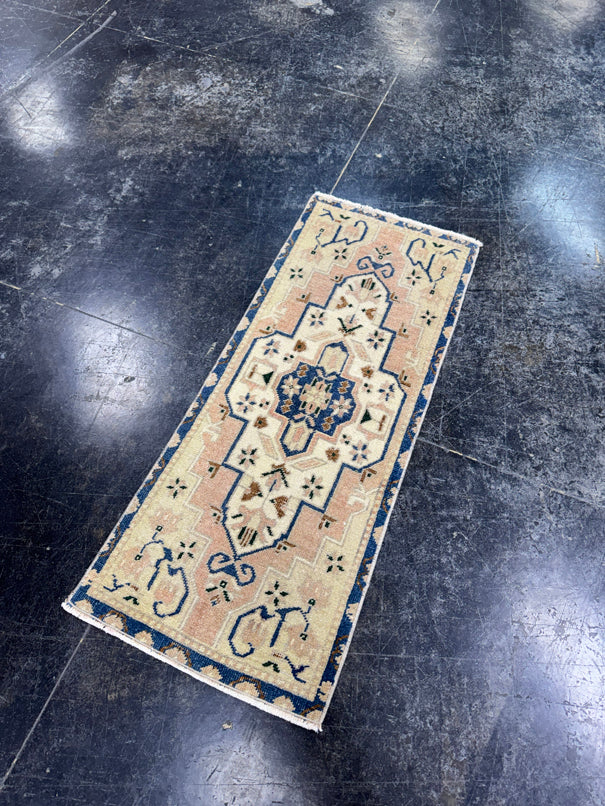 Turkish Mini Rug Oriental Hand Knotted Vintage Rug  1'4'' x  3'5'' #12090