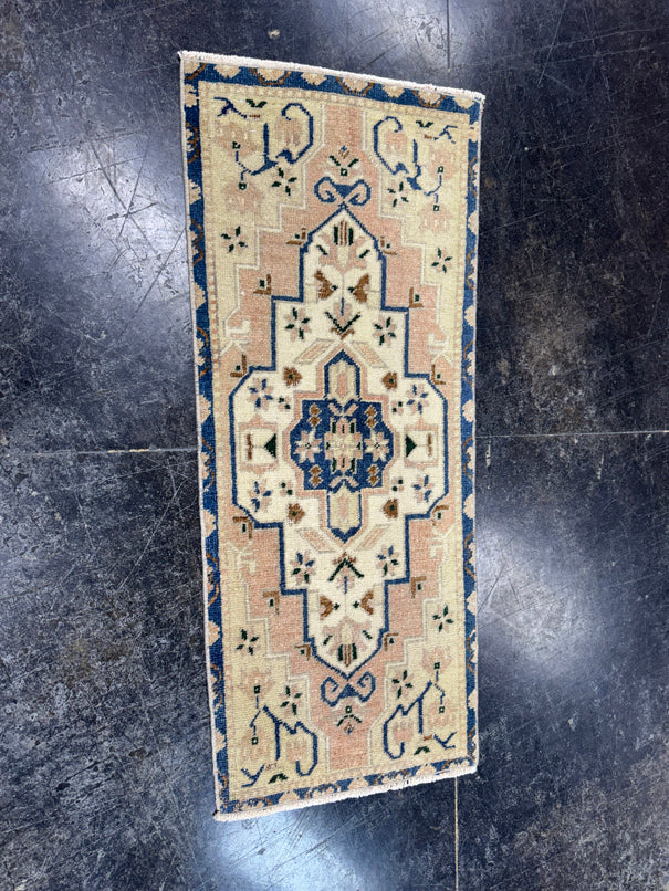 Turkish Mini Rug Oriental Hand Knotted Vintage Rug  1'4'' x  3'5'' #12090