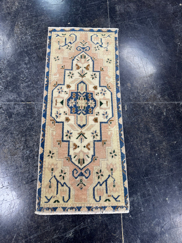 Turkish Mini Rug Oriental Hand Knotted Vintage Rug  1'4'' x  3'5'' #12090