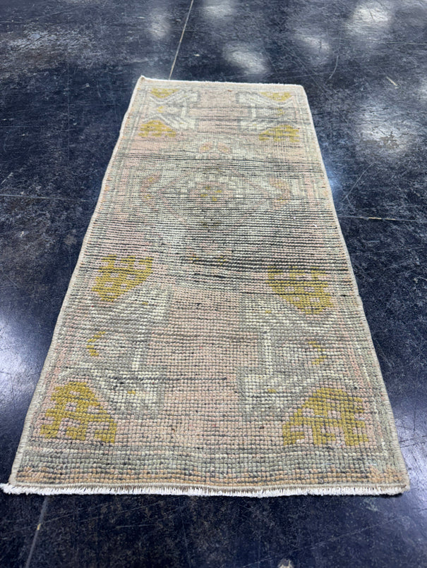 Turkish Mini Rug Oriental Hand Knotted Vintage Rug  1'6'' x  3'4'' #12091