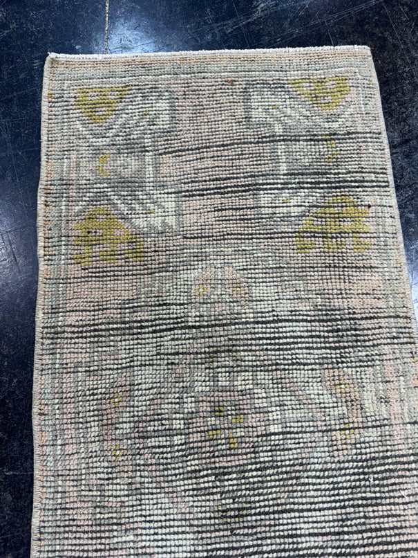 Turkish Mini Rug Oriental Hand Knotted Vintage Rug  1'6'' x  3'4'' #12091