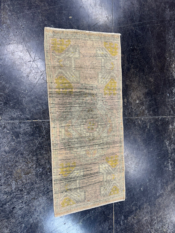 Turkish Mini Rug Oriental Hand Knotted Vintage Rug  1'6'' x  3'4'' #12091