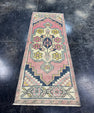 Turkish Mini Rug Oriental Hand Knotted Vintage Rug  1'4'' x  3'7'' #12092