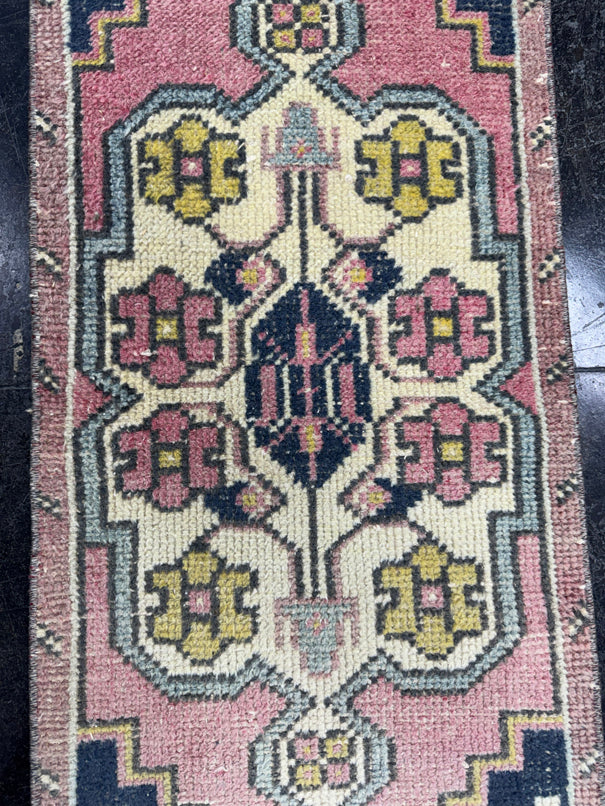Turkish Mini Rug Oriental Hand Knotted Vintage Rug  1'4'' x  3'7'' #12092
