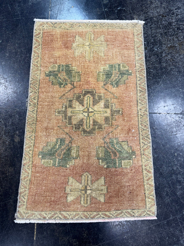 Turkish Mini Rug Oriental Hand Knotted Vintage Rug  1'6'' x  2'5'' #12086