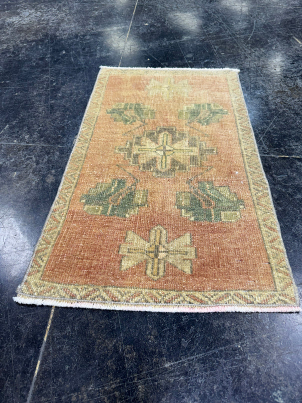 Turkish Mini Rug Oriental Hand Knotted Vintage Rug  1'6'' x  2'5'' #12086