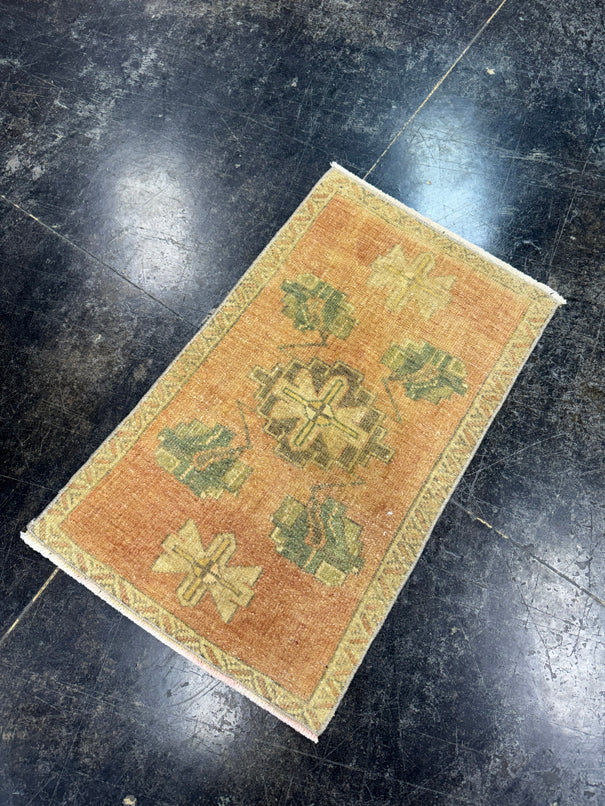 Turkish Mini Rug Oriental Hand Knotted Vintage Rug  1'6'' x  2'5'' #12086