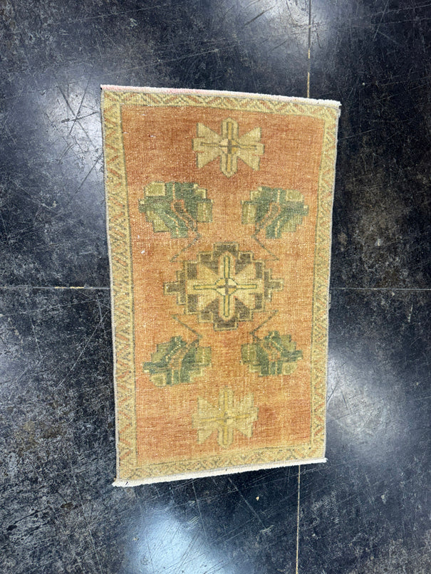 Turkish Mini Rug Oriental Hand Knotted Vintage Rug  1'6'' x  2'5'' #12086