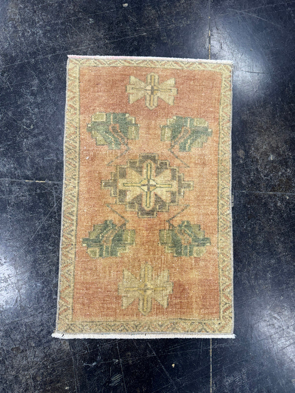 Turkish Mini Rug Oriental Hand Knotted Vintage Rug  1'6'' x  2'5'' #12086