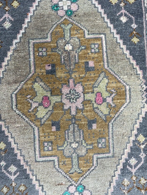 Turkish Mini Rug Oriental Hand Knotted Vintage Rug  1'8'' x  2'11'' #12084